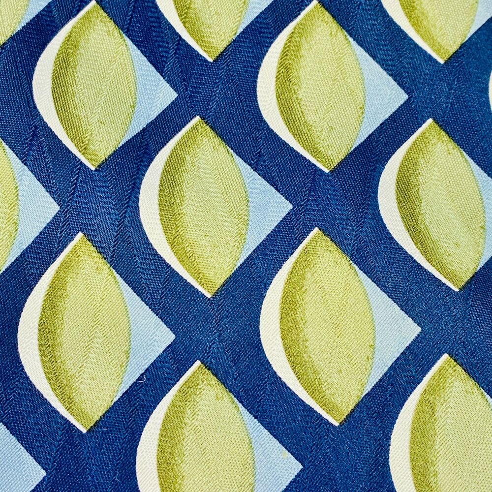 Vintage Structure Men's 100% Silk Tie Navy Green Geometric Made USA 90s Necktie